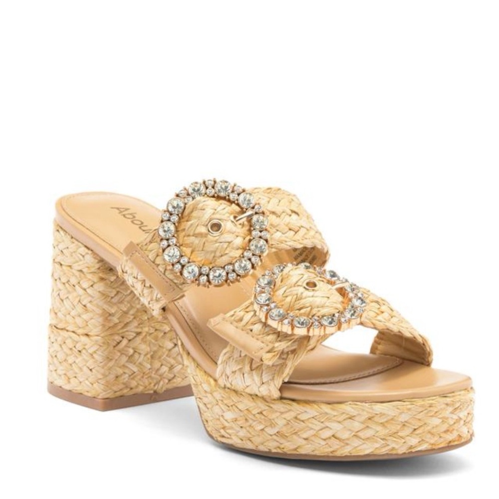 Abound Raffia Platform Sandals with Crystal Buckles